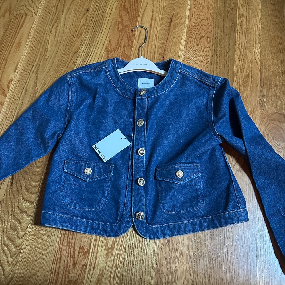 Reformation Braxton Blue Denim Jacket size S color Clearly